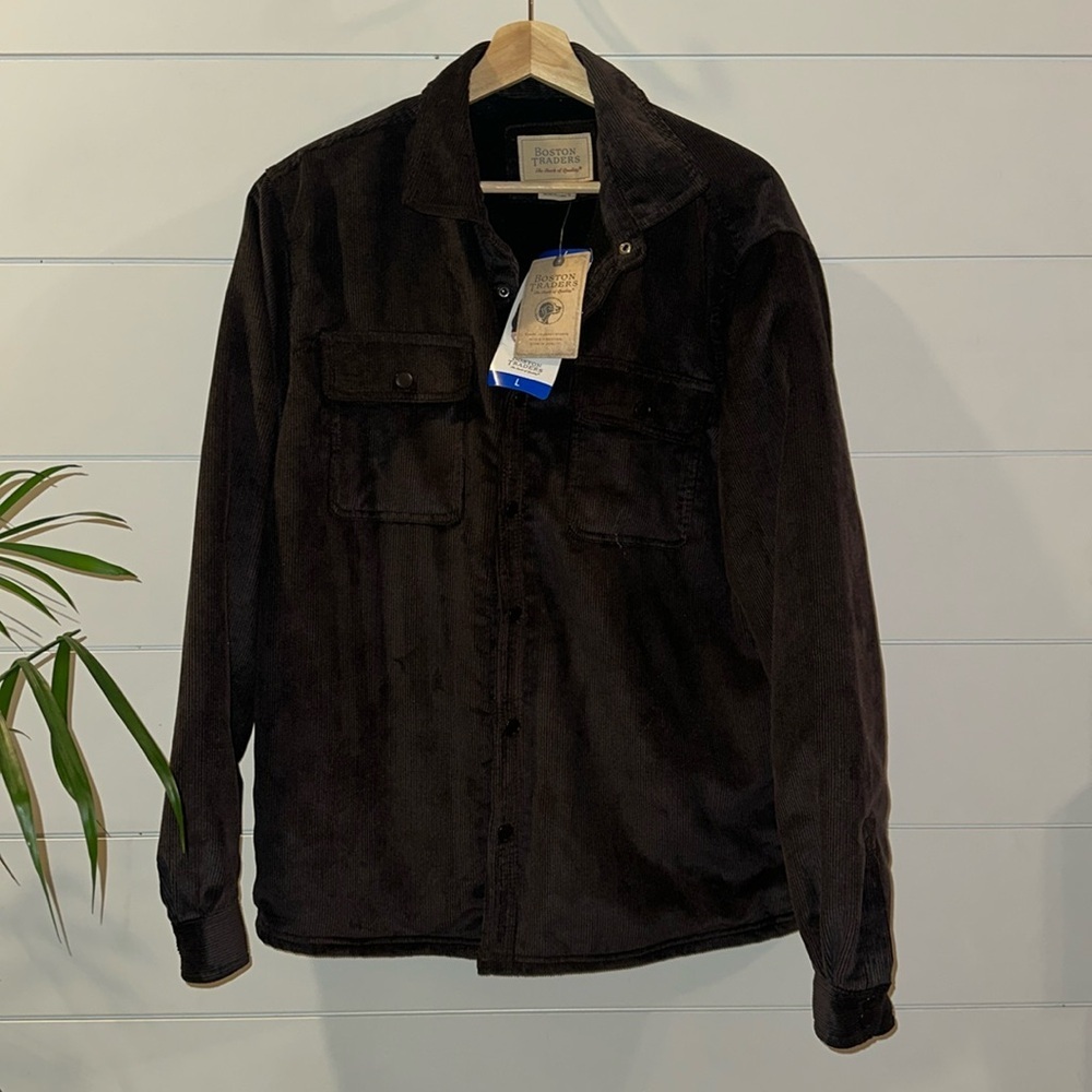 NWT BOSTON TRADERS FLEECE LINED CORDUROY LONG SLEEVE SHIRT SIZE L J29